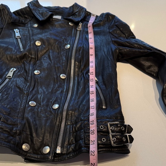 Anine Bing Moto Lambskin Leather Biker Jacket, Black, Size S - Picture 16 of 16